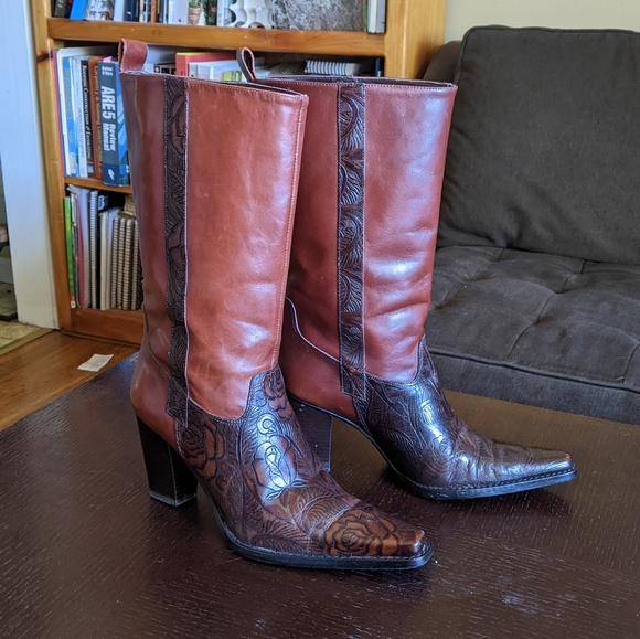 Antonio Melani Embossed Cowboy Boots - Picture 1 of 1